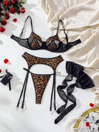Ensemble de lingerie sexy à imprimé léopard