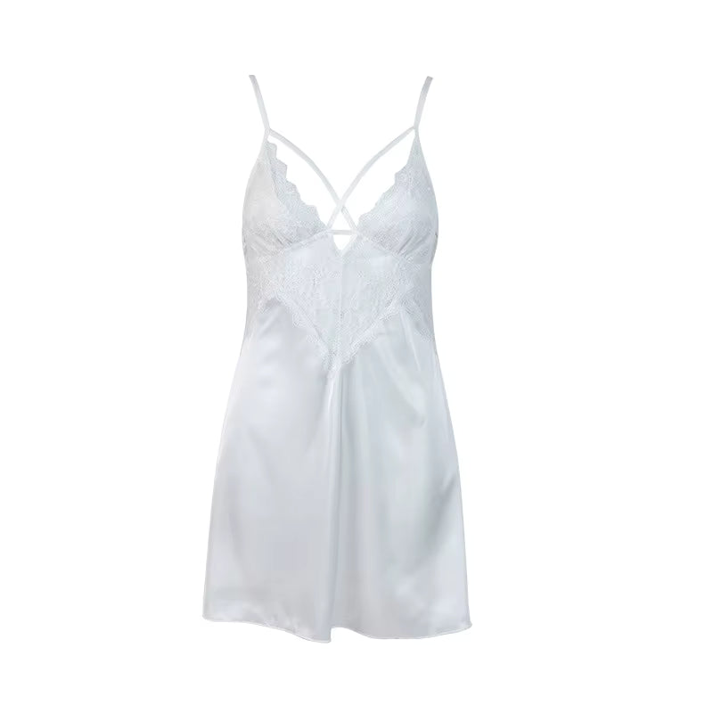 Chemise de nuit sexy en dentelle transparente