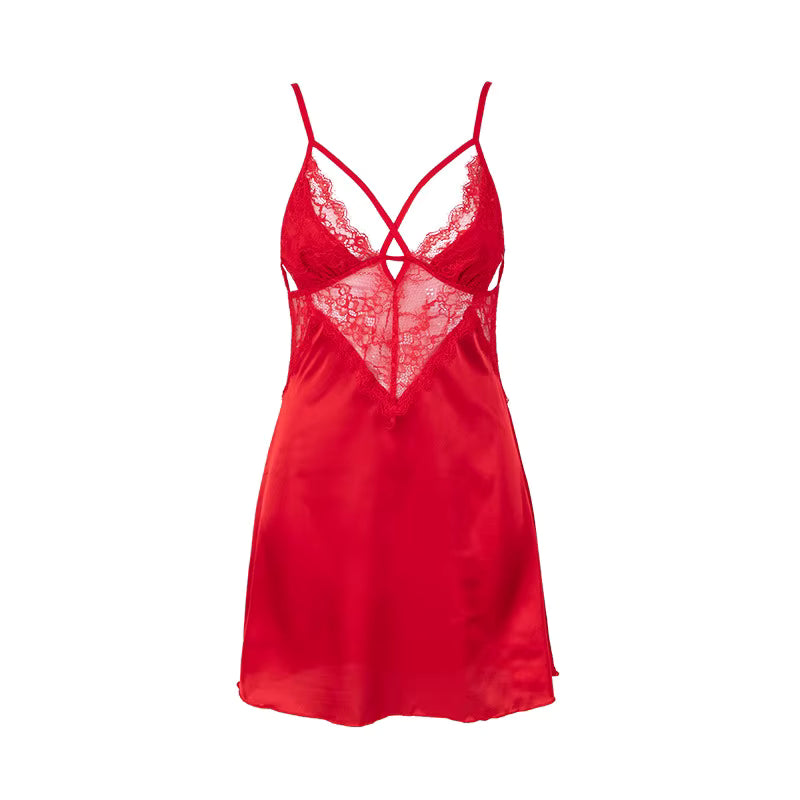 Chemise de nuit sexy en dentelle transparente