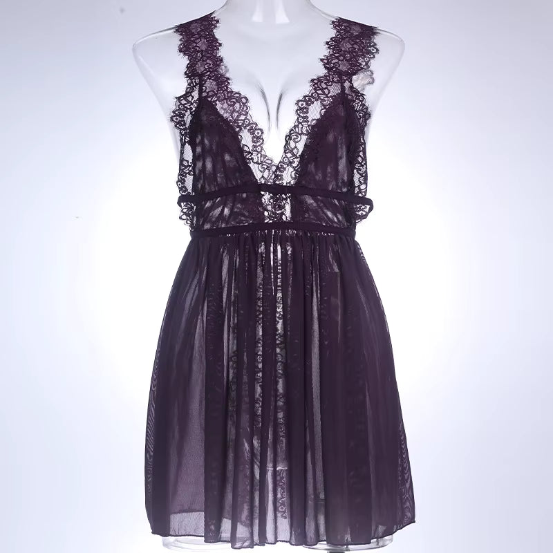 Chemise de nuit en dentelle florale – multi-teintes