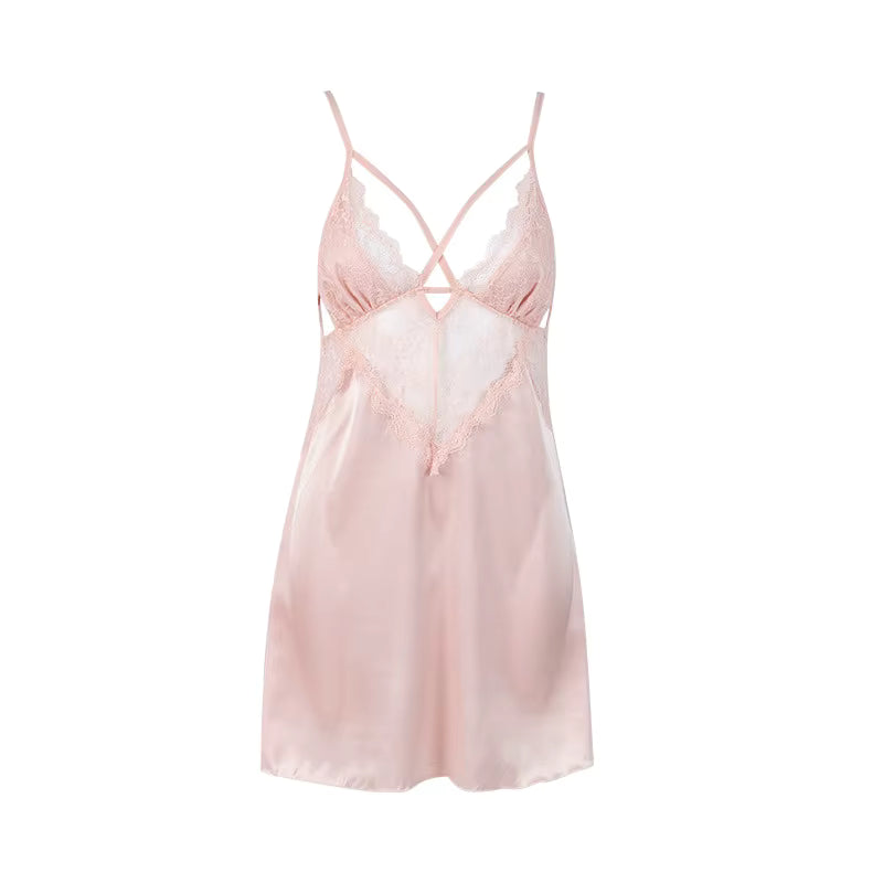 Chemise de nuit sexy en dentelle transparente