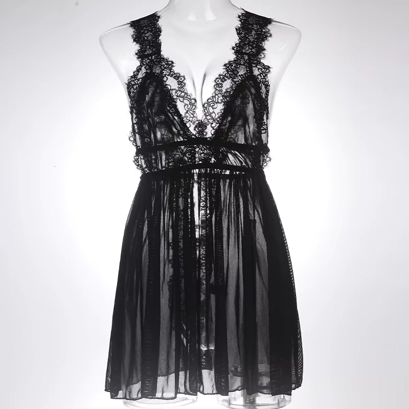 Chemise de nuit en dentelle florale – multi-teintes