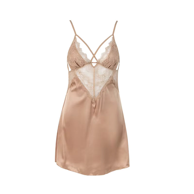 Chemise de nuit sexy en dentelle transparente