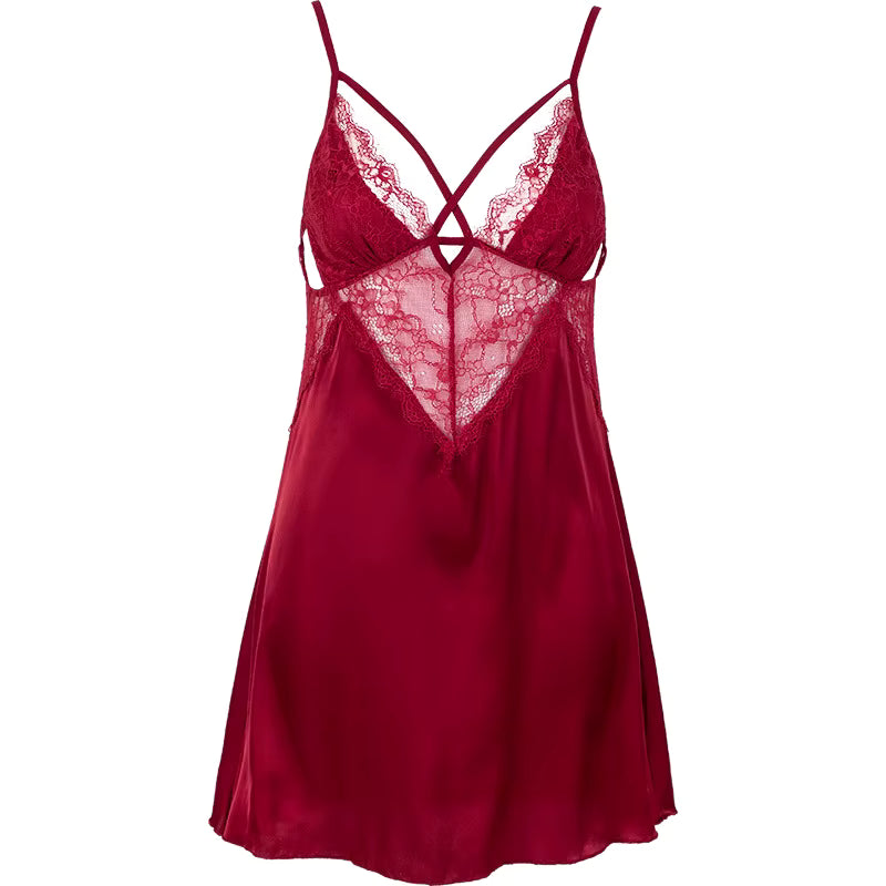 Chemise de nuit sexy en dentelle transparente